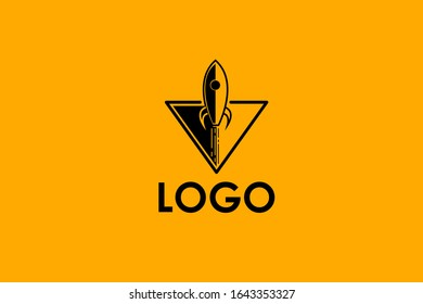 Yellow and Black Rocket logo fit for tech company