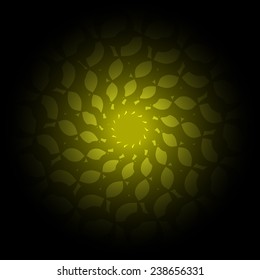 yellow and black round frame with vintage ornament (vector)