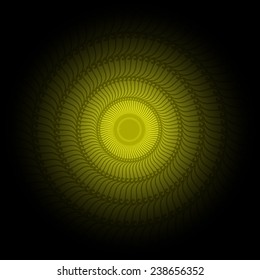 yellow and black round frame with vintage ornament (vector)