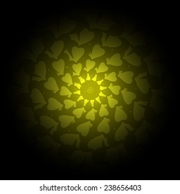 yellow and black round frame with vintage ornament (vector)