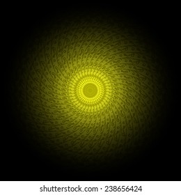 yellow and black round frame with vintage ornament (vector)