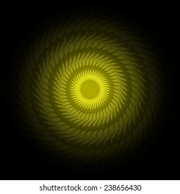 yellow and black round frame with vintage ornament (vector)