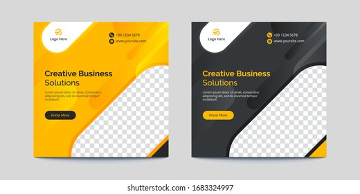 Yellow and Black Rounded Shapes Corporate Business Banner