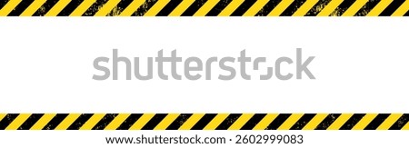 Yellow black safety caution warning grunge stripe frame vector illustration background.