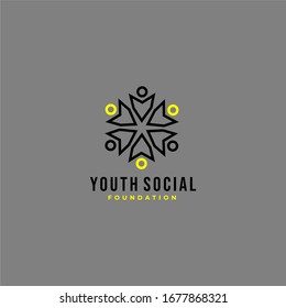 Yellow Black Scholarship Foundation, Youth,Star Youth People, Center For Activity Studies, Community Collaboration,Young Teen Logo Design