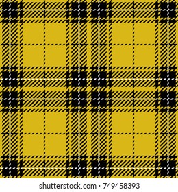 Yellow and Black Scottish Woven Tartan Plaid Seamless Pattern