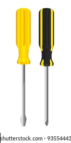 yellow and black screwdriver isolated over white background. vector