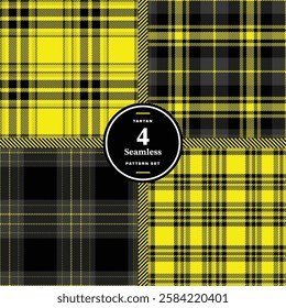 Yellow and Black Seamless Pattern Set of 4