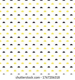 yellow and black semicircle with white background seamless repeat pattern