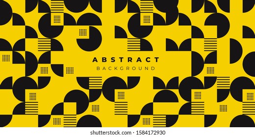 Yellow Black Silver Memphis Circle Dot Line Abstract Background Vector Illustration