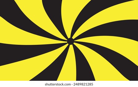 Yellow and black spiral background, vector illustration.