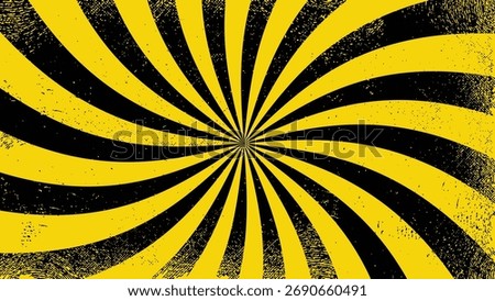 Yellow and Black Spiral Background | Warning, Caution, Grunge Texture, Impact Design