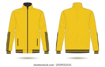 Yellow and black sports jacket mockup front and back view