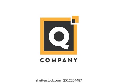 yellow black square Q corporate letter alphabet logo icon design suitable for a business or company