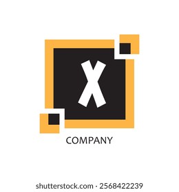 yellow black square X corporate letter logo icon design, suitable for a company or company
