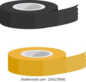 Yellow And Black Sticky Tape, Illustration, Vector On A White Background.