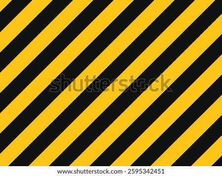 Yellow and black stripe background representing danger. Geometric pattern with diagonal lines. Vector illustration