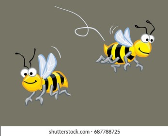 A yellow black striped bee 