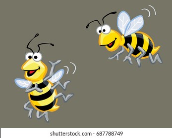 A yellow black striped bees 