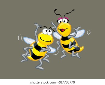 A yellow black striped bees 