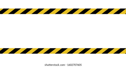 Yellow and Black Striped Hazard Tape Lines Isolated on White warning line striped background diagonal, careful of the potential danger Caution vector template sign border police Tape svg