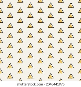 yellow and black stroke polka dots geometric triangles on light green color seamless pattern for background, wallpaper, banner, label, texture, textiles vector design