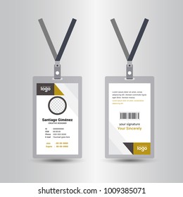 Yellow Black Template Staff Employee Identification Stock Vector ...