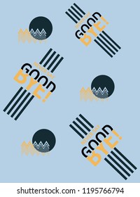 Yellow and black texts with around lines and points on blue background. Vector illustration.