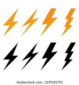 Yellow and black thunderbolt icon vector illustration on whiet backgorund. EPS 10.