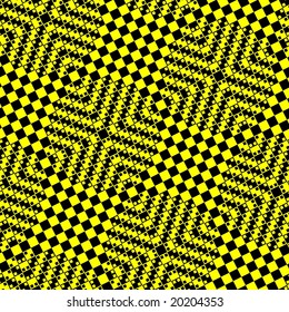 Yellow and black tiles with 3d effect - seamless vector pattern