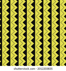 Yellow and black toothed columns. Vector wavy wallpaper.