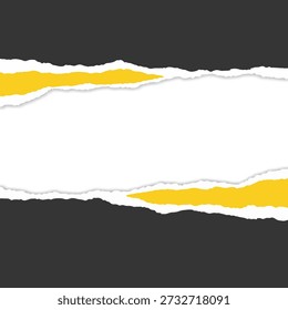 Papel rasgado negro amarillo con Vector de espacio de copia transparente