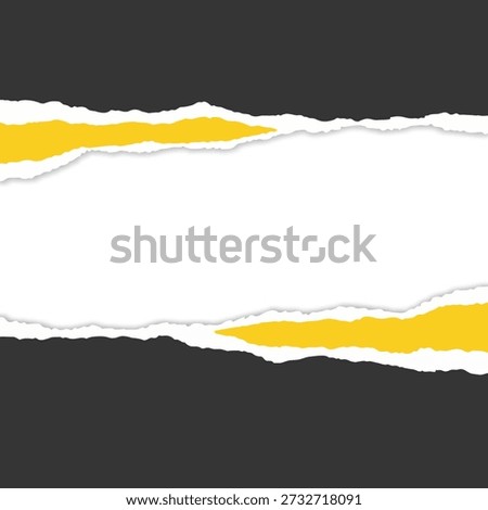 Yellow black torn paper with transparent copy space vector