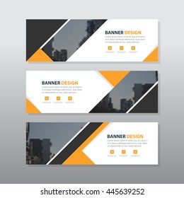 Yellow black triangle abstract corporate business banner template, horizontal advertising business banner layout template flat design set , clean abstract cover header background for website design