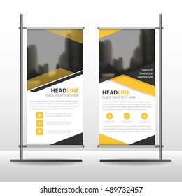 Yellow black triangle Business Roll Up Banner flat design template ,Abstract Geometric banner template Vector illustration set