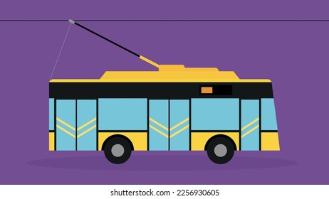 Yellow Black trolley bus - illustration