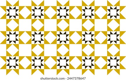 yellow and black turbine, star, diamond, square triangle, stirp patchwork pattern repeat seamless design for fabric printing design