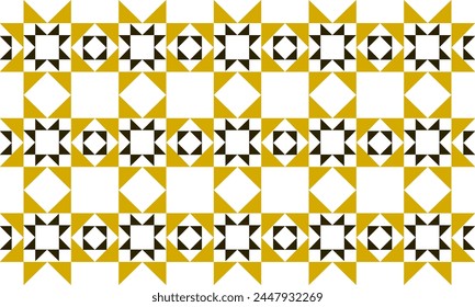 yellow and black turbine, star, diamond, square triangle, stirp patchwork pattern repeat seamless design for fabric printing design
