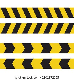 Yellow black two way tape ribbon vector illustrations. Warning strips used for crime scene and construction zones