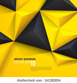 Yellow And Black Vector Geometric Background Can Be Used In Cover Design, Book Design, Website Background, CD Cover, Advertising. 