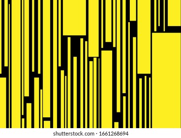 Fondo de línea vertical amarillo y negro, resumen de fondo vectorial