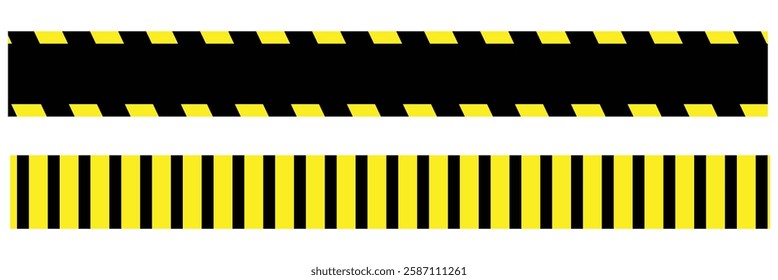  yellow and black  warning diagonal stripes line. Safety stripe warning caution hazard danger road vector sign. Realistic lines with repeat stripes texture. vector illustration eps 888. warning tape.