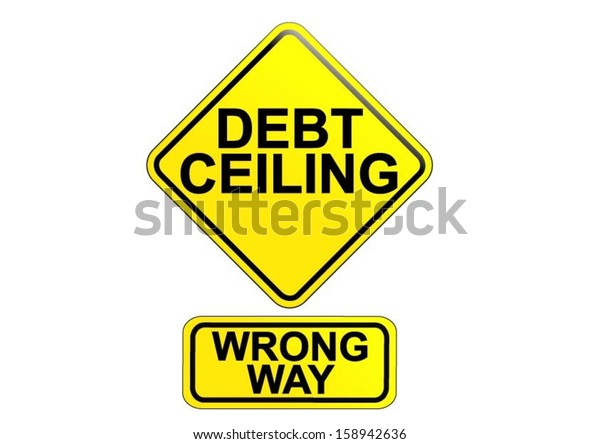 Yellow Black Warning Sign Debt Ceiling Royalty Free Stock Image