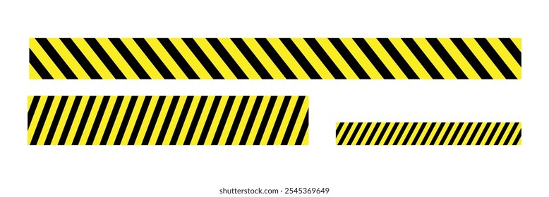 Yellow and black warning tapes, Warning tape isolated on white background, Accident or danger warning, yellow line black stripe caution tapes. warning yellow black line.
