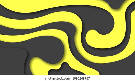 Yellow And Black Wavy Abstract Paper Cut Background Vector Shadows 3D Smooth Objects Modern Design For Business Presentations Flyers Posters And Invitations