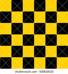 Yellow Black White Chess Board Diamond Background Vector Illustration