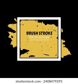 yellow  black and white color brush stroke frame, squire brush stroke frame template on black  background 