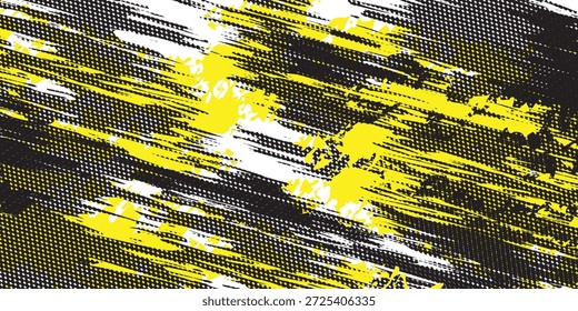 Fundo de pontos texturizados gradiente amarelo, preto e branco gradiente. Ilustração vetorial estilo arte cômica de esportes, fundo, papel de parede, esportes t-shirt, impressão de tela.