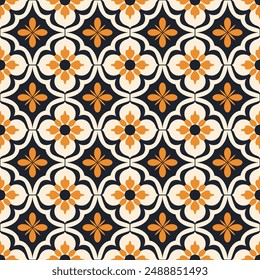 Yellow, black and white luxury vector seamless pattern. Ornament, Traditional, Ethnic, Arabic, Turkish, Indian motifs. Great for fabric and textile, wallpaper, packaging design or any desired idea.