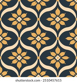 Yellow, black and white luxury vector seamless pattern. Ornament, Traditional, Ethnic, Arabic, Turkish, Indian motifs. Great for fabric and textile, wallpaper, packaging design or any desired idea.